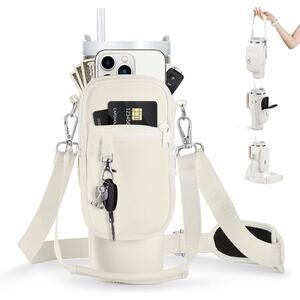 Water Bottle Carrier for Stanley 40/30oz Neoprene Crossbody Strap Pockets